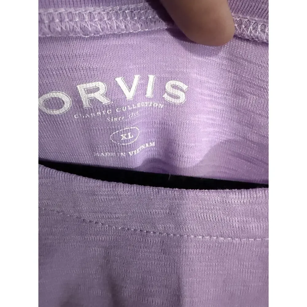 Orvis Purple Solid Crew Neck Short Sleeve Knit T-Shirt Women XL #0190